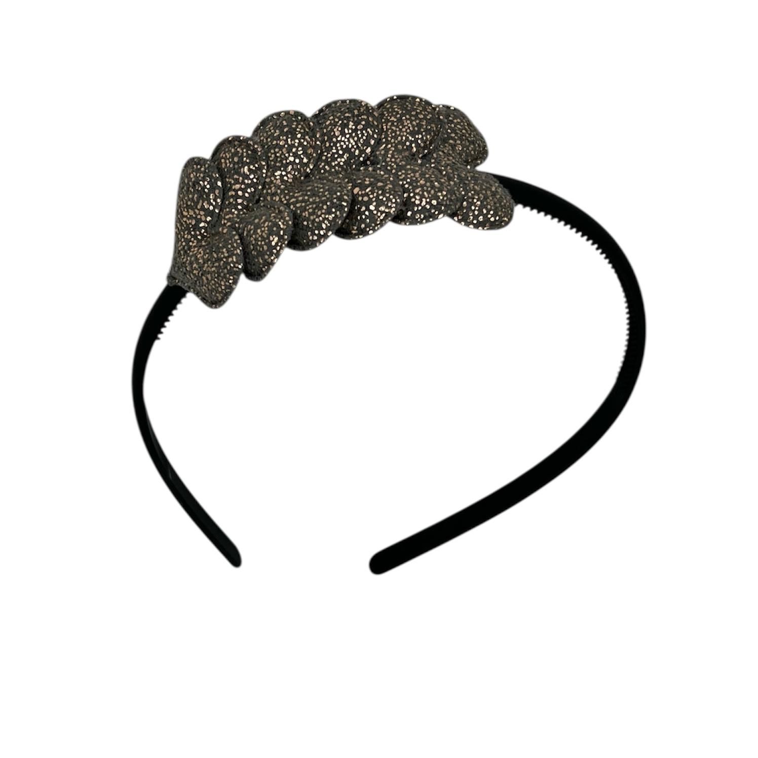 Diadeem met hartjes - kerstcollectie - glimmend - hart - grijs - zwarte diadeem