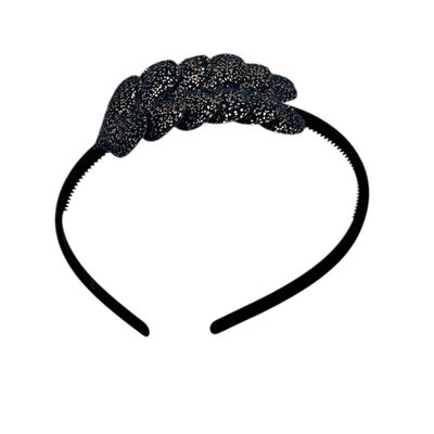 Diadeem met hartjes - kerstcollectie - glimmend - hart - donkerblauw - zwarte diadeem