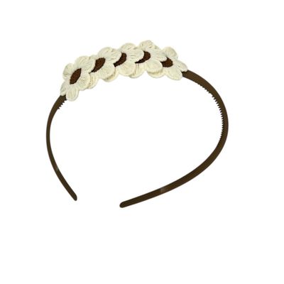 Diadeem blossem - bloemen - flower - khaki kleur diadeem - crème/bruin