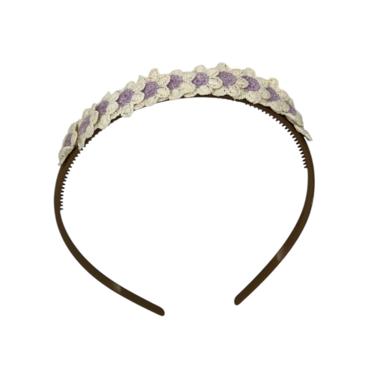 Diadeem - haarband - madeliefjes - lila - bloemen - bloemetjes