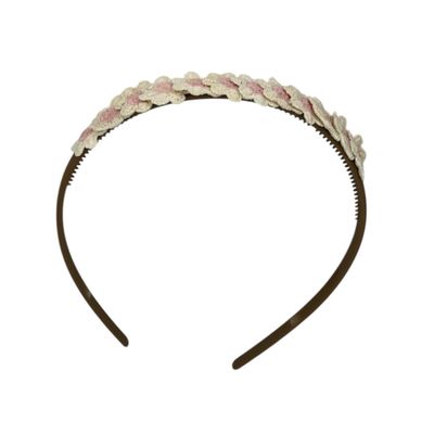 Diadeem - haarband - madeliefjes - roze - bloemen - bloemetjes