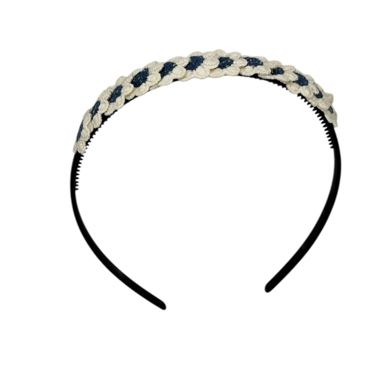 Diadeem - haarband - madeliefjes - blauw - bloemen - bloemetjes