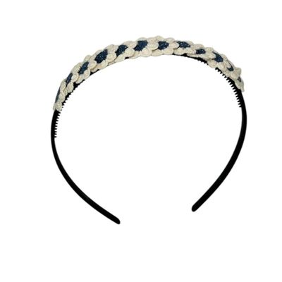 Diadeem - haarband - madeliefjes - blauw - bloemen - bloemetjes