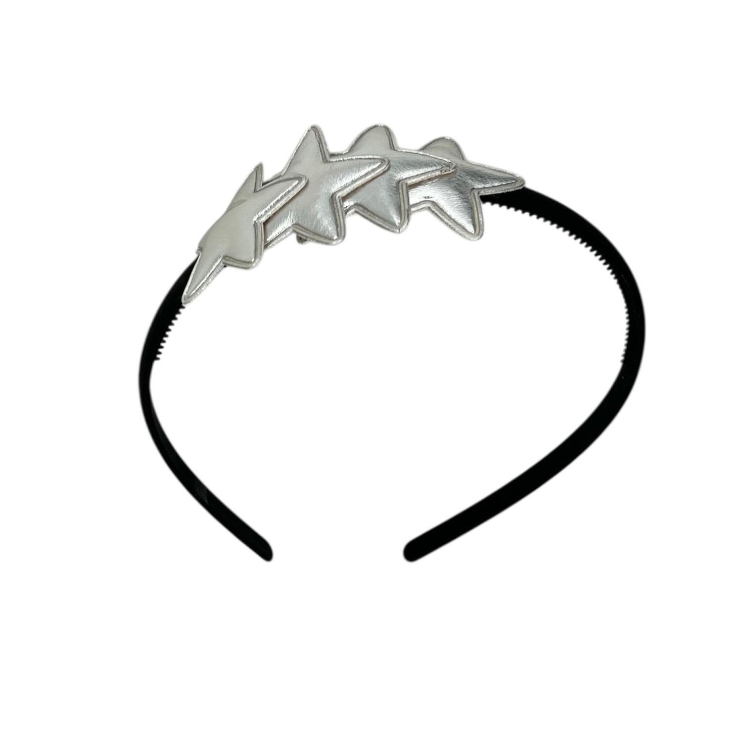 Diadeem met sterretjes - kerstcollectie - glimmend - ster – zilver - zwarte diadeem