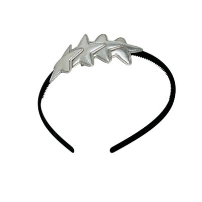 Diadeem met sterretjes - kerstcollectie - glimmend - ster – zilver - zwarte diadeem