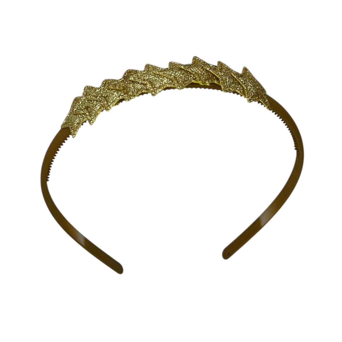 Diadeem met sterretjes - kerstcollectie - glimmend - ster - khaki diadeem - goud