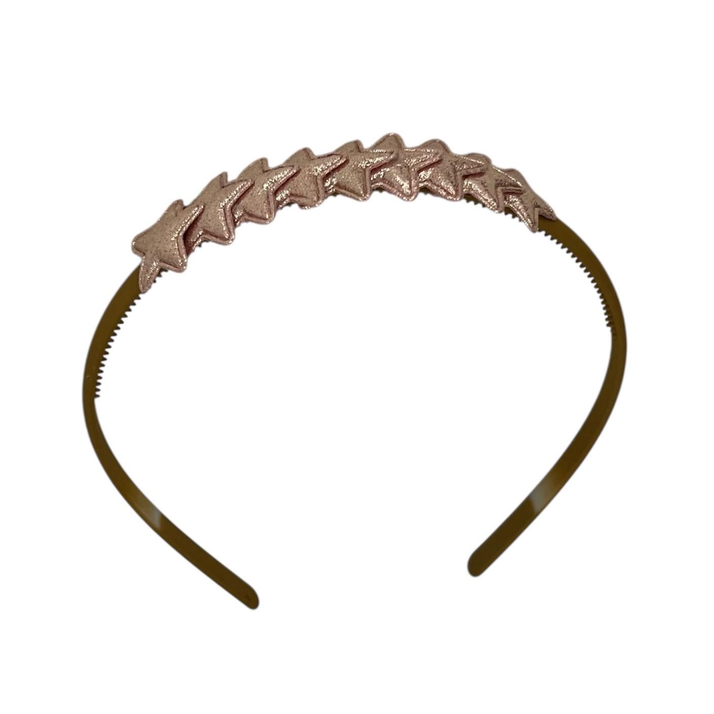 Diadeem met sterretjes - kerstcollectie - glimmend - ster - khaki diadeem - roze