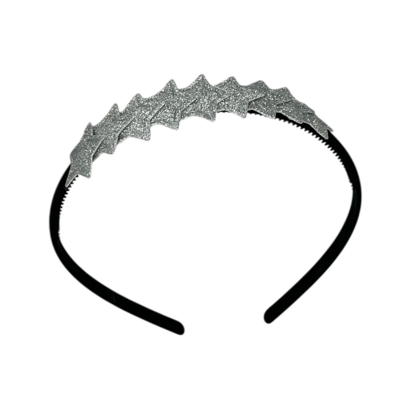 Diadeem met sterretjes - kerstcollectie - glimmend - ster - zwarte diadeem - zilver