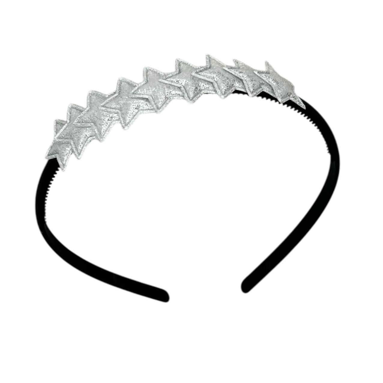 Diadeem met sterretjes - kerstcollectie - glimmend - ster - zwarte diadeem - zilver