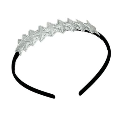 Diadeem met sterretjes - kerstcollectie - glimmend - ster - zwarte diadeem - zilver