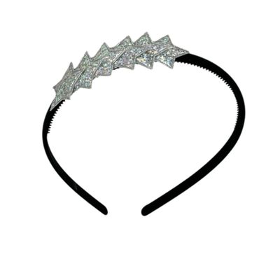Diadeem met sterretjes - kerstcollectie - glimmend - ster - zwarte diadeem - zilver