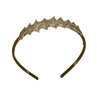 Diadeem met sterretjes - kerstcollectie - glimmend - ster - khaki diadeem - lichtgoud