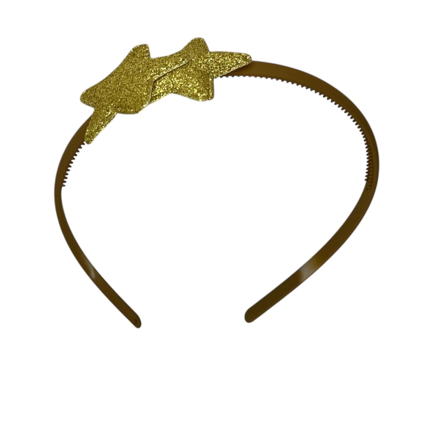 Diadeem met sterretjes - kerstcollectie - glimmend - ster - goud - khaki diadeem