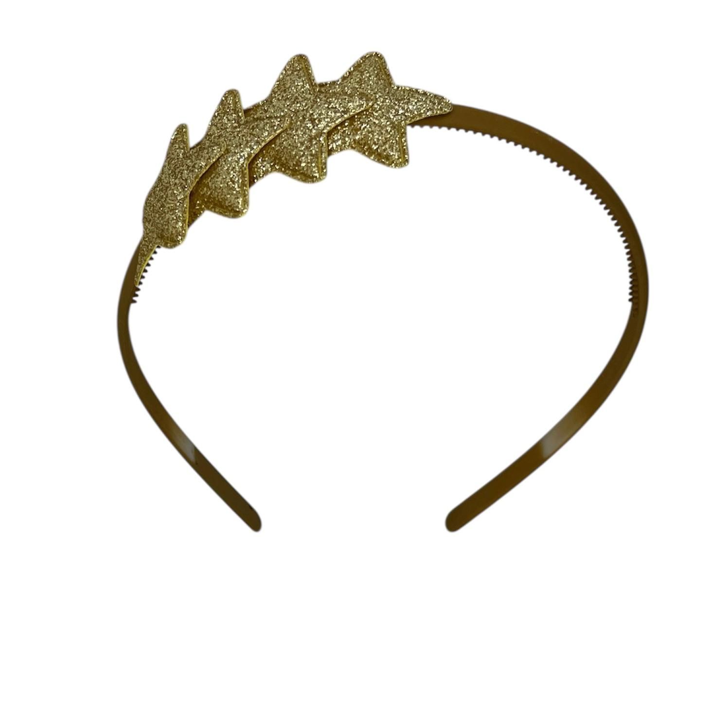 Diadeem met sterretjes - kerstcollectie - glimmend - ster - goud - khaki diadeem