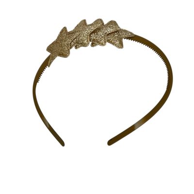 Diadeem met sterretjes - kerstcollectie - glimmend - ster - lichtgoud - khaki diadeem
