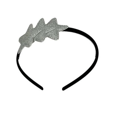 Diadeem met sterretjes - kerstcollectie - glimmend - ster - zilver - zwarte diadeem
