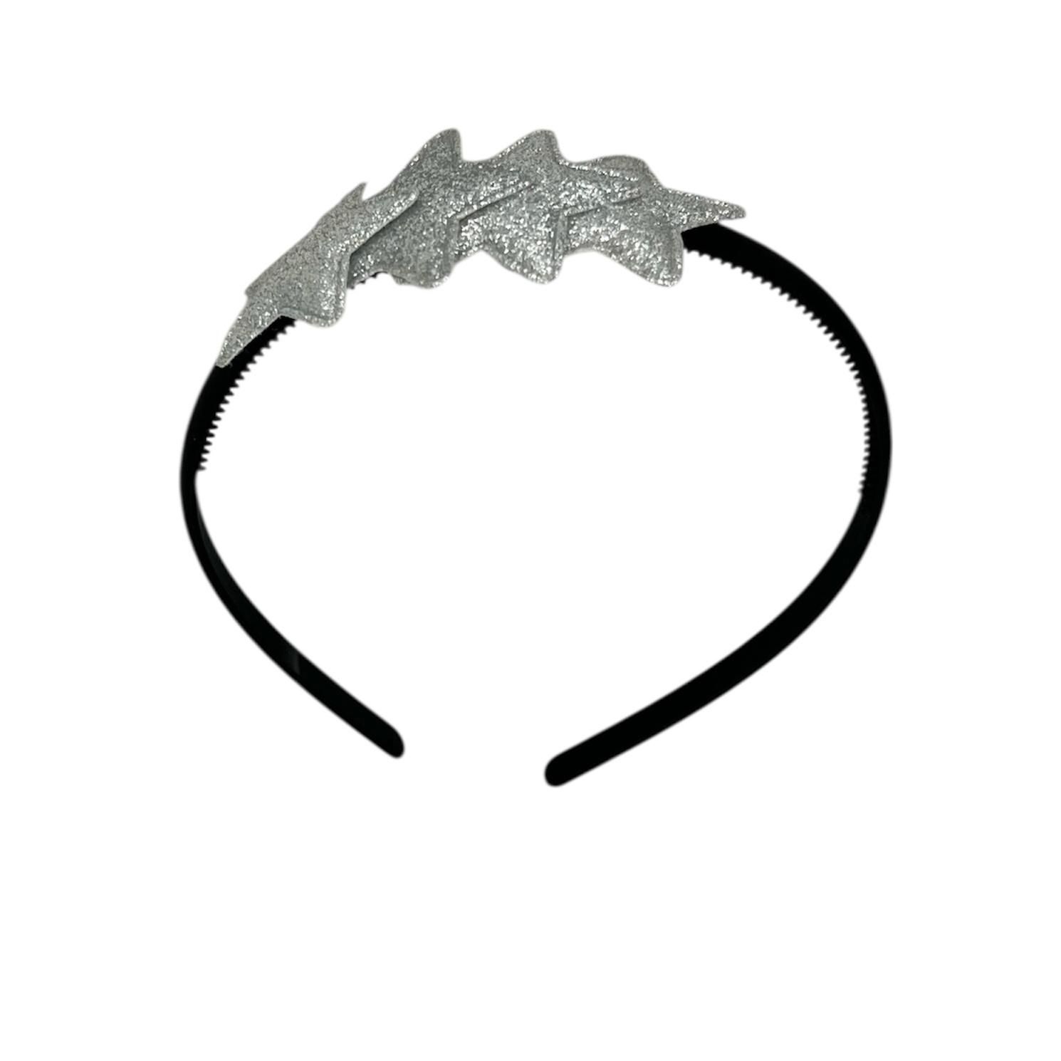 Diadeem met sterretjes - kerstcollectie - glimmend - ster - zilver - zwarte diadeem