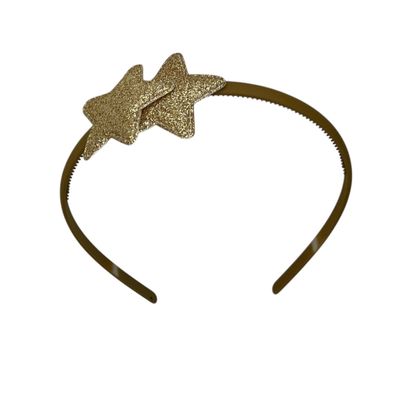 Diadeem met sterretjes - kerstcollectie - glimmend - ster - lichtgoud - khaki diadeem