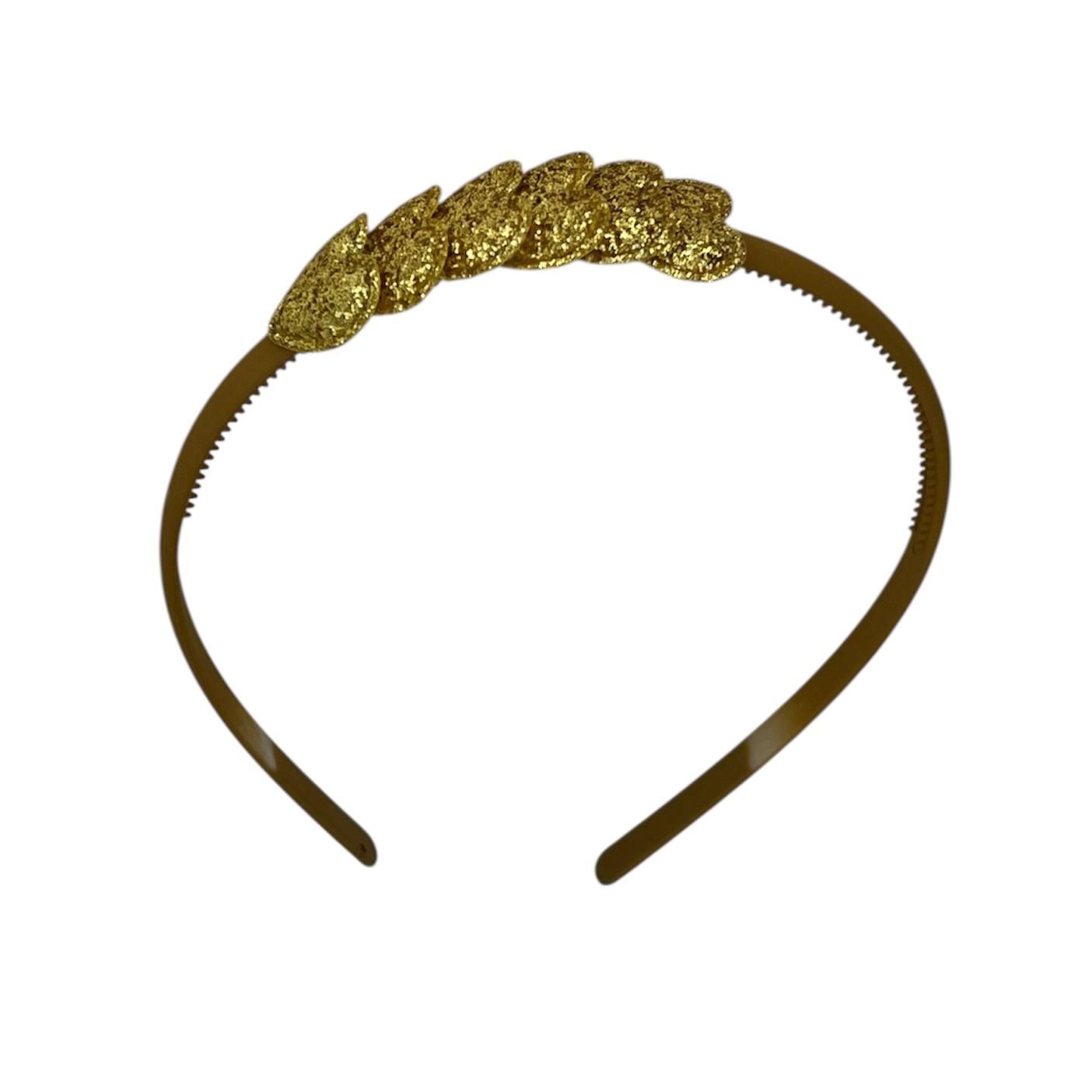 Diadeem met hartjes  - kerstcollectie - glitters - hart - goud