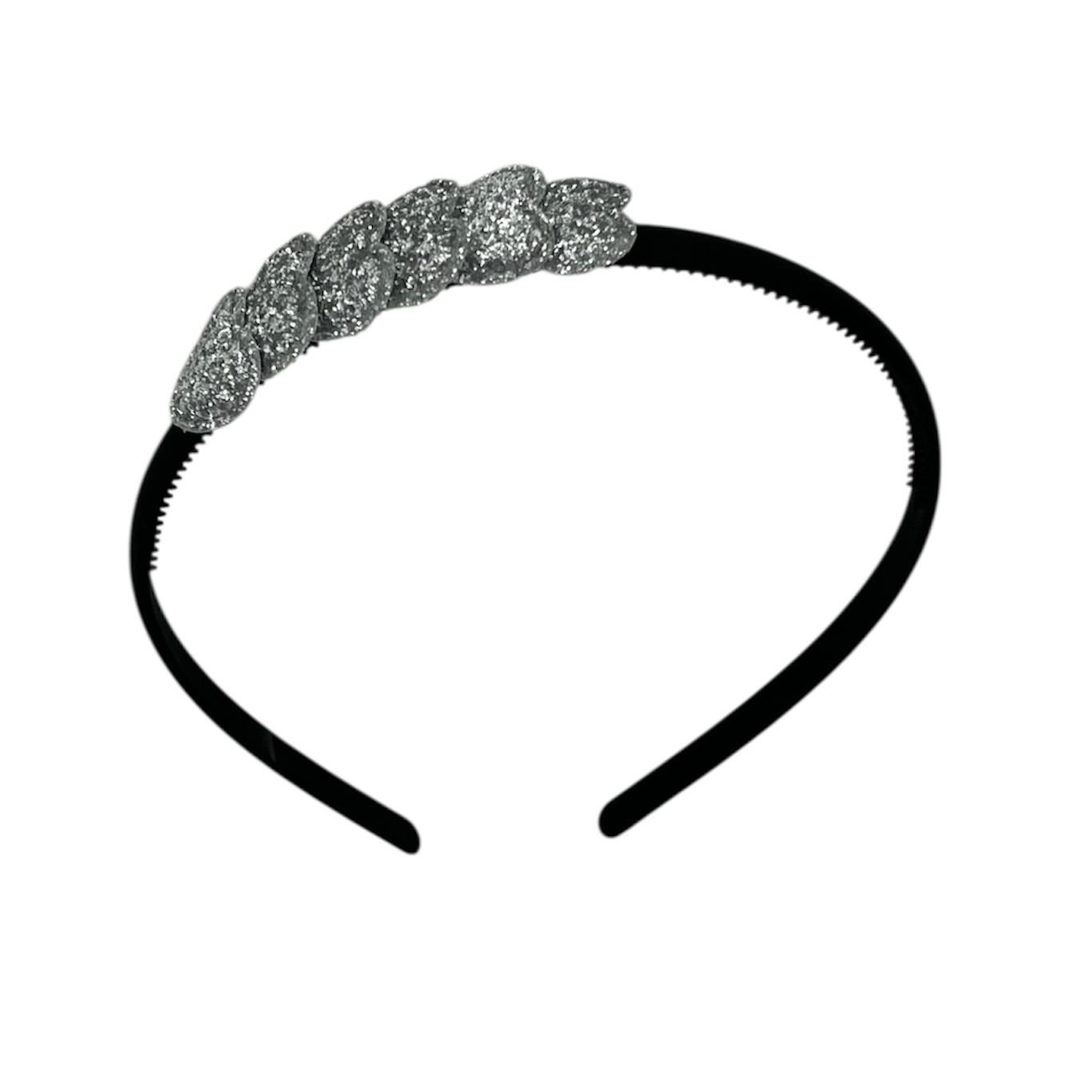 Diadeem met hartjes  - kerstcollectie - glitters - hart - zilver