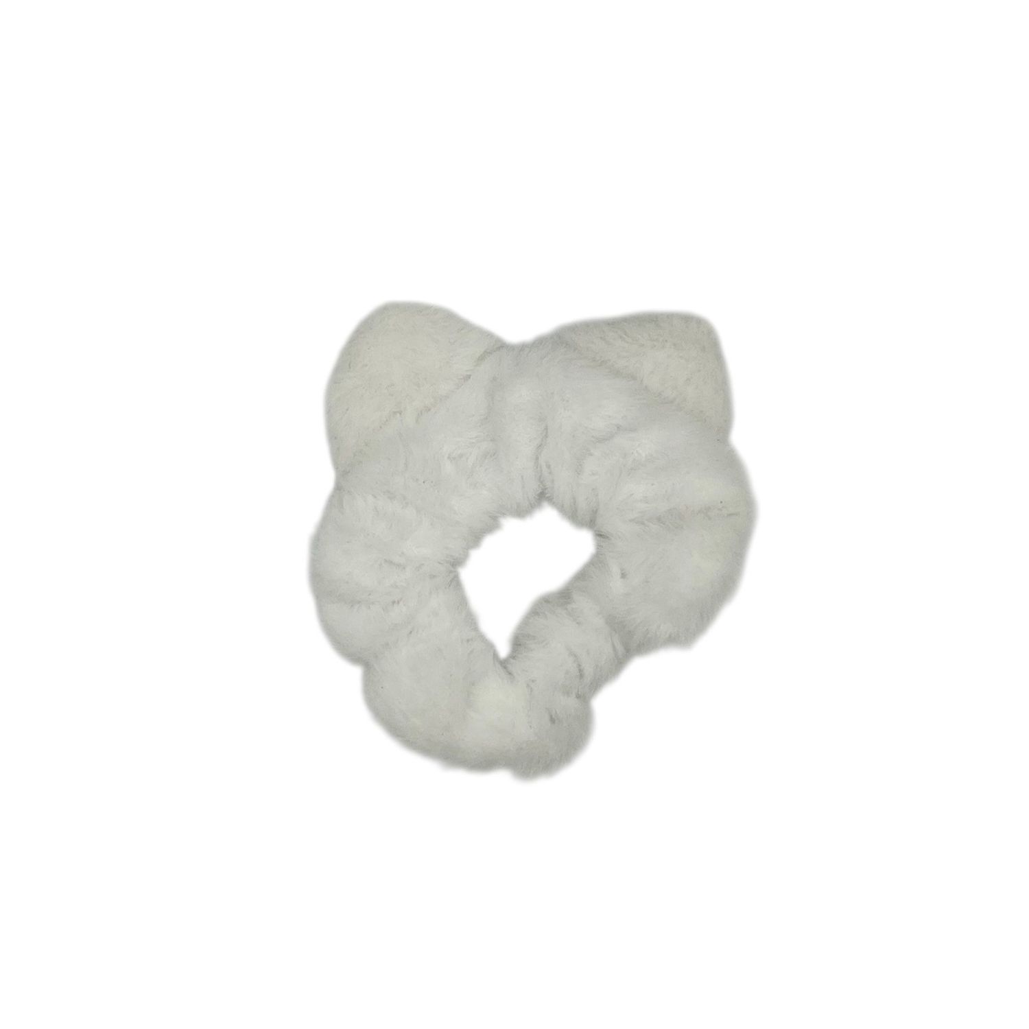 Scrunchie - elastiek - zachte furry stof - met oortjes - wit