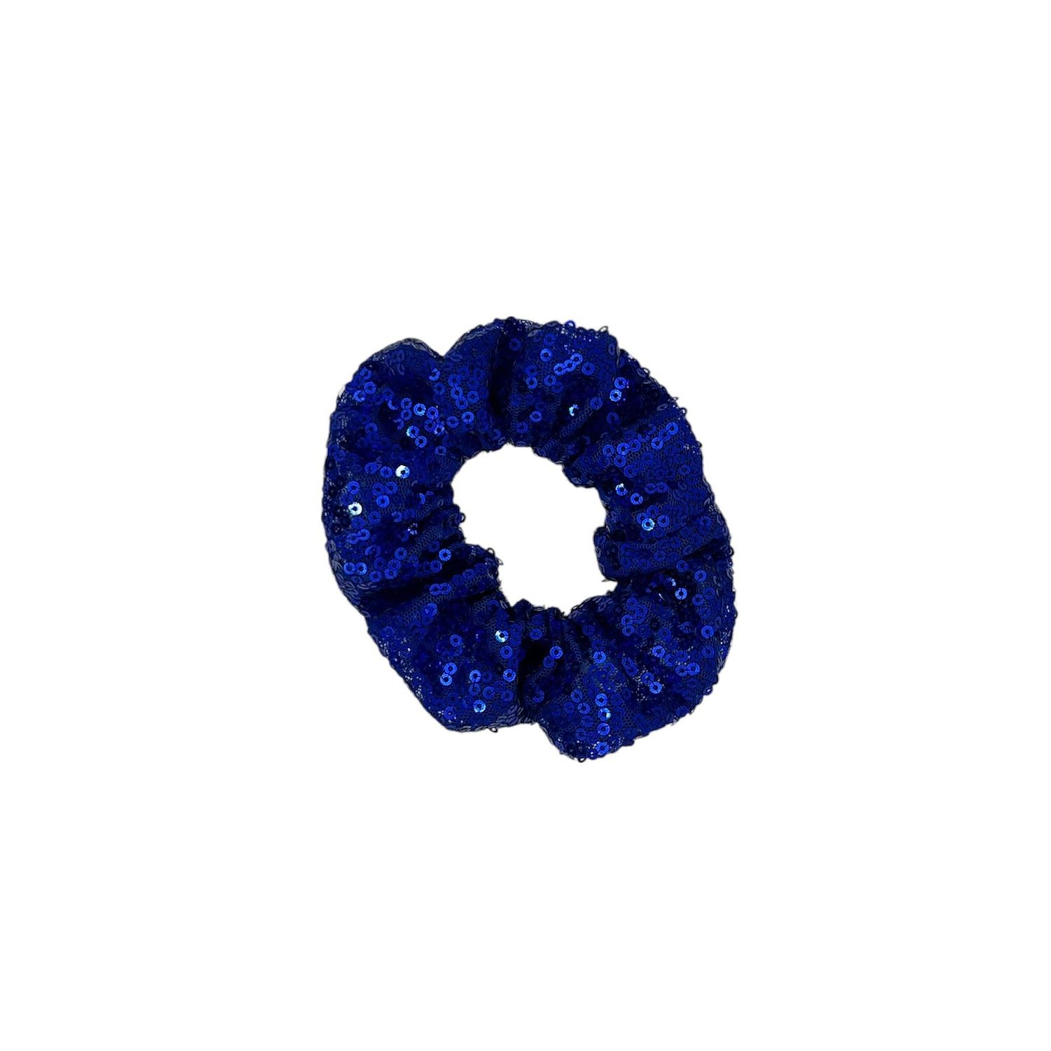 Scrunchie - elastiek - glimmende stof - glitters - pailletten - kerst - blauw