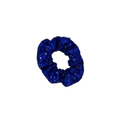 Scrunchie - elastiek - glimmende stof - glitters - pailletten - kerst - blauw