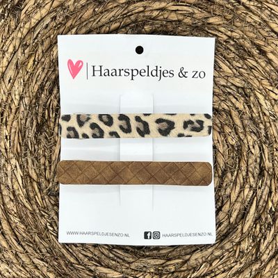 French Barrette - 10 cm speld / clip - meiden - dames - volwassenen - panter - bruin