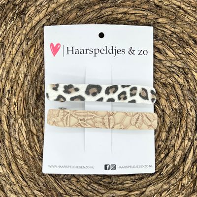 French Barrette - 10 cm speld / clip - meiden - dames - volwassenen - panter - beige