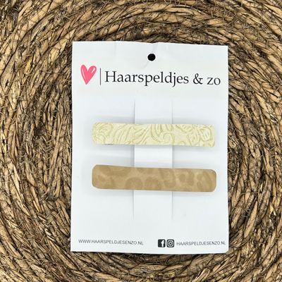 French Barrette - 8 cm speld / clip - meiden - dames - volwassenen - panter - beige
