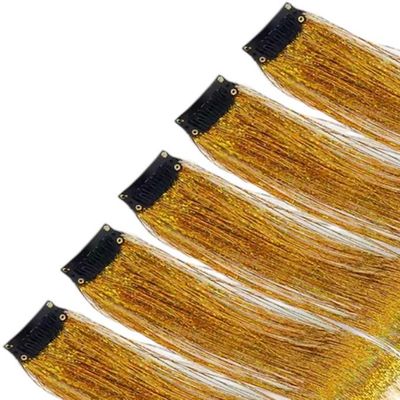 Haar glitterclip - hair extension - haar extensie - glitter haar - antislipspeld - gold -goud - 1 stuk