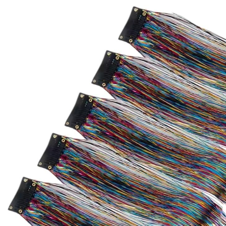 Haar glitterclip - hair extension - haar extensie - glitter haar - antislipspeld - rainbow - regenboog - 1 stuk