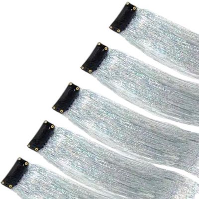 Haar glitterclip - hair extension - haar extensie - glitter haar - antislipspeld - silver - zilver - 1 stuk