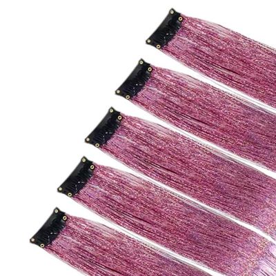 Haar glitterclip - hair extension - haar extensie - glitter haar - antislipspeld - pink - roze - 1 stuk