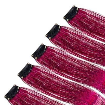 Haar glitterclip - hair extension - haar extensie - glitter haar - antislipspeld - rose - roze - 1 stuk