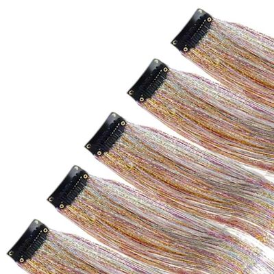 Haar glitterclip - hair extension - haar extensie - glitter haar - antislipspeld - tricolor - drie kleuren - 1 stuk