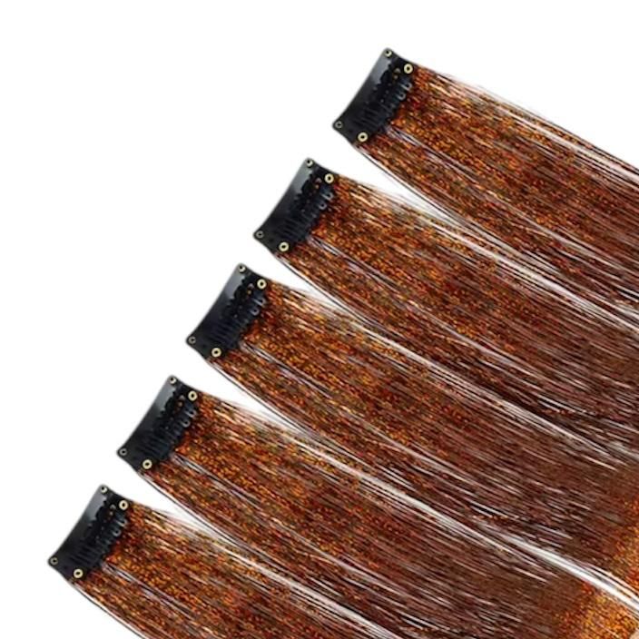 Haar glitterclip - hair extension - haar extensie - glitter haar - antislipspeld - coffee - koffie bruin - 1 stuk