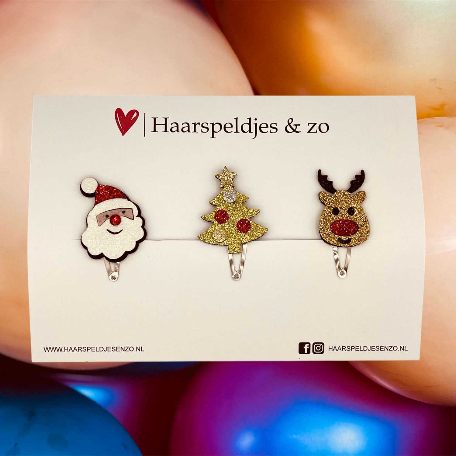 Haarspeldje christmas - kerstman - kerstboom - rendier - kerst - decembercollectie - najaar - 3 cm speldjes - glitter