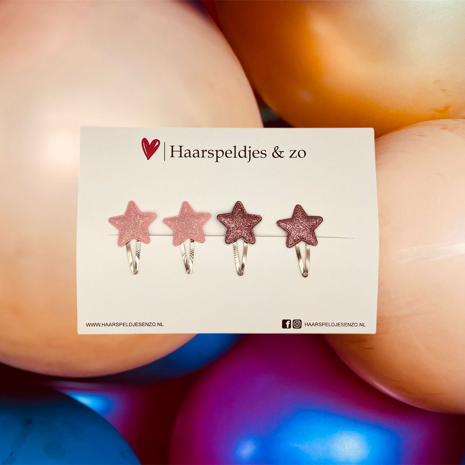 Haarspeldje stars - sterren - glamour - kerst - decembercollectie - najaar - 4 cm speldjes - glitter - roze