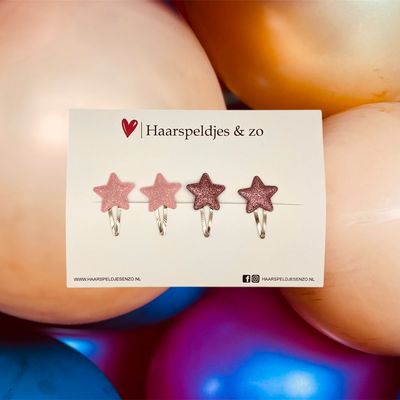 Haarspeldje stars - sterren - glamour - kerst - decembercollectie - najaar - 4 cm speldjes - glitter - roze