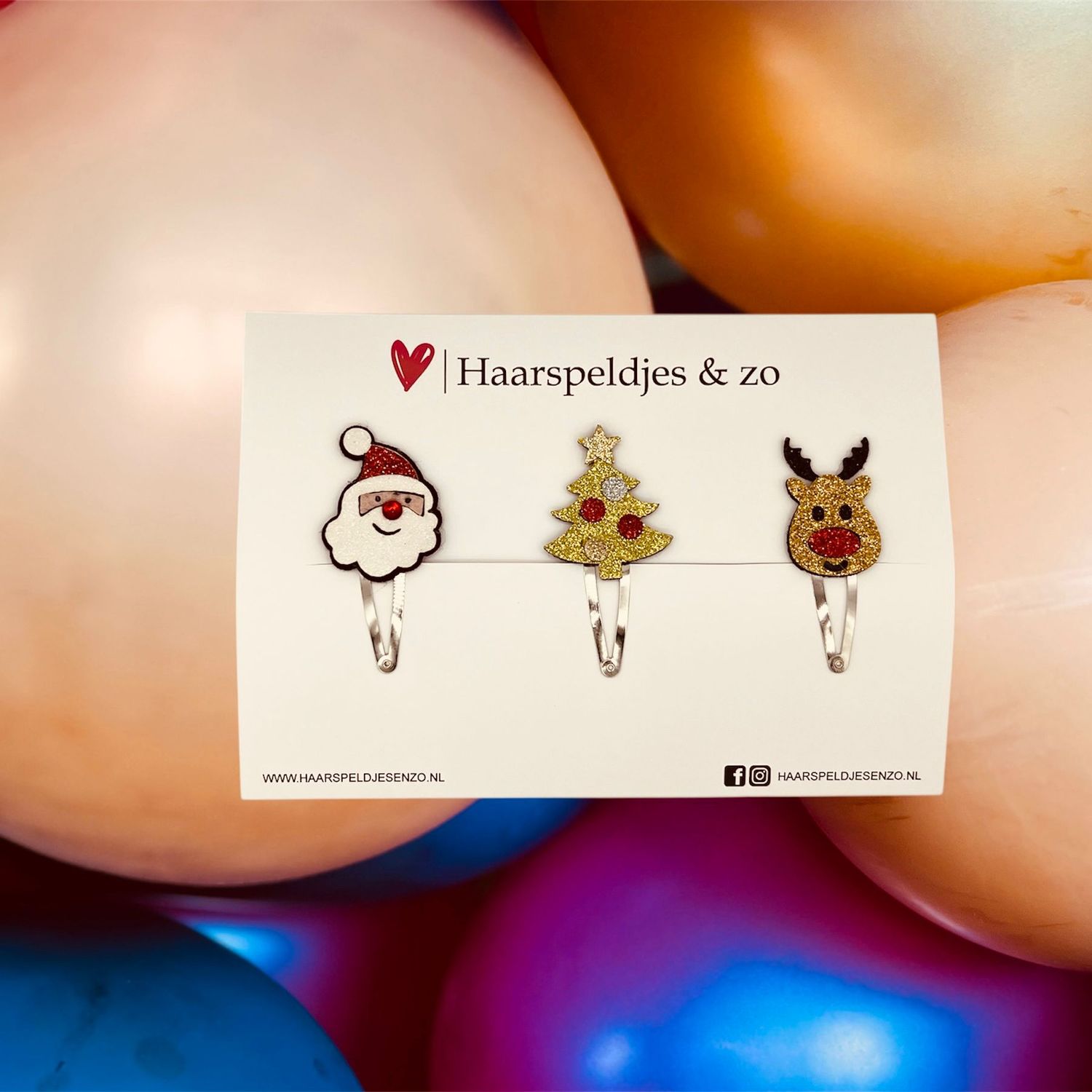 Haarspeldje christmas - kerstman - kerstboom - rendier - kerst - decembercollectie - najaar - 5 cm speldjes - glitter