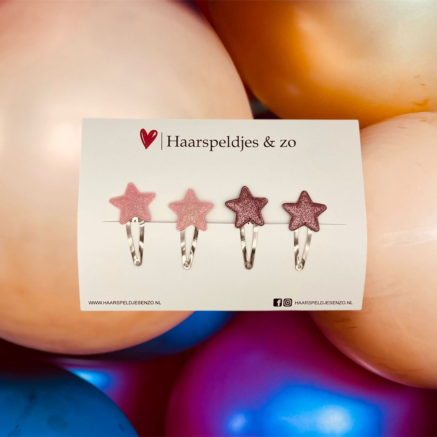 Haarspeldje stars - sterren - glamour - kerst - decembercollectie - najaar - 5 cm speldjes - glitter - roze