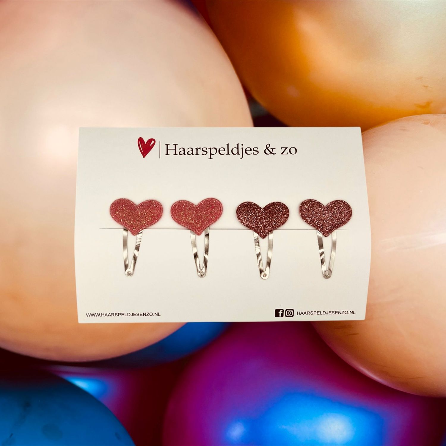 Haarspeldje hearts - hartjes - glamour - kerst - decembercollectie - najaar - 5 cm speldjes - glitters - roze