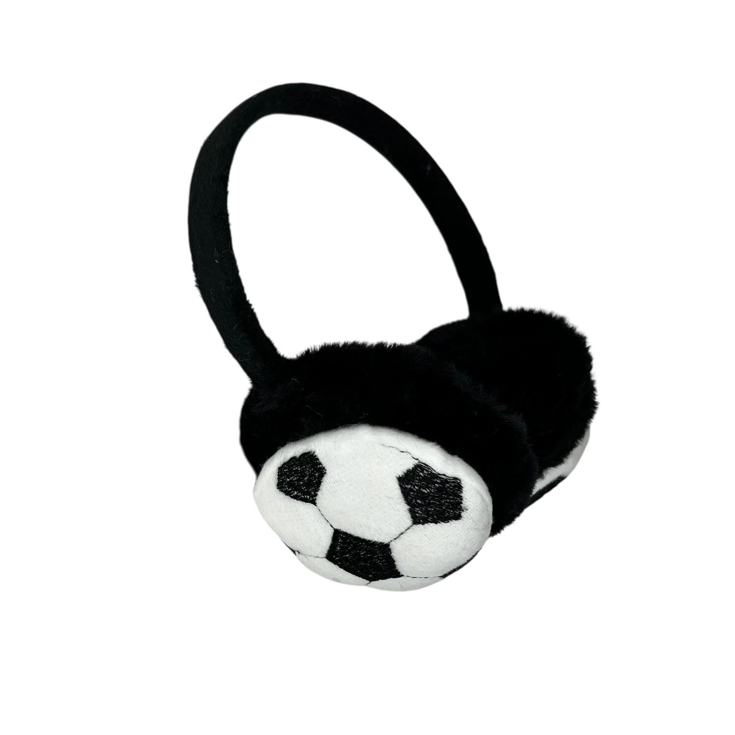 Oorwarmers kind - winter - warm - jongens - zwart en wit - voetbal
