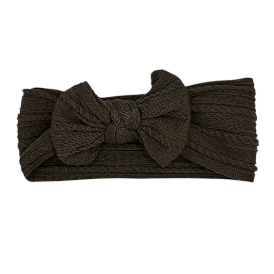 Baby hoofdband - haarband - meisjes - elastisch - met knoop en strik - bruin