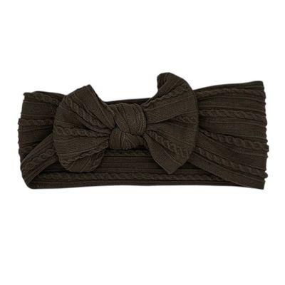 Baby hoofdband - haarband - meisjes - elastisch - met knoop en strik - bruin