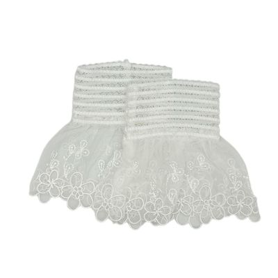 Witte kanten manchetten - mouwtjes - met elastiek -  - rekbaar
