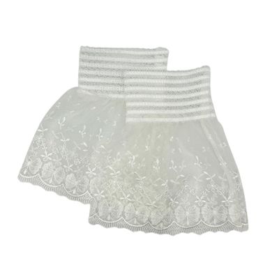 Witte kanten manchetten - mouwtjes - met elastiek -  - rekbaar