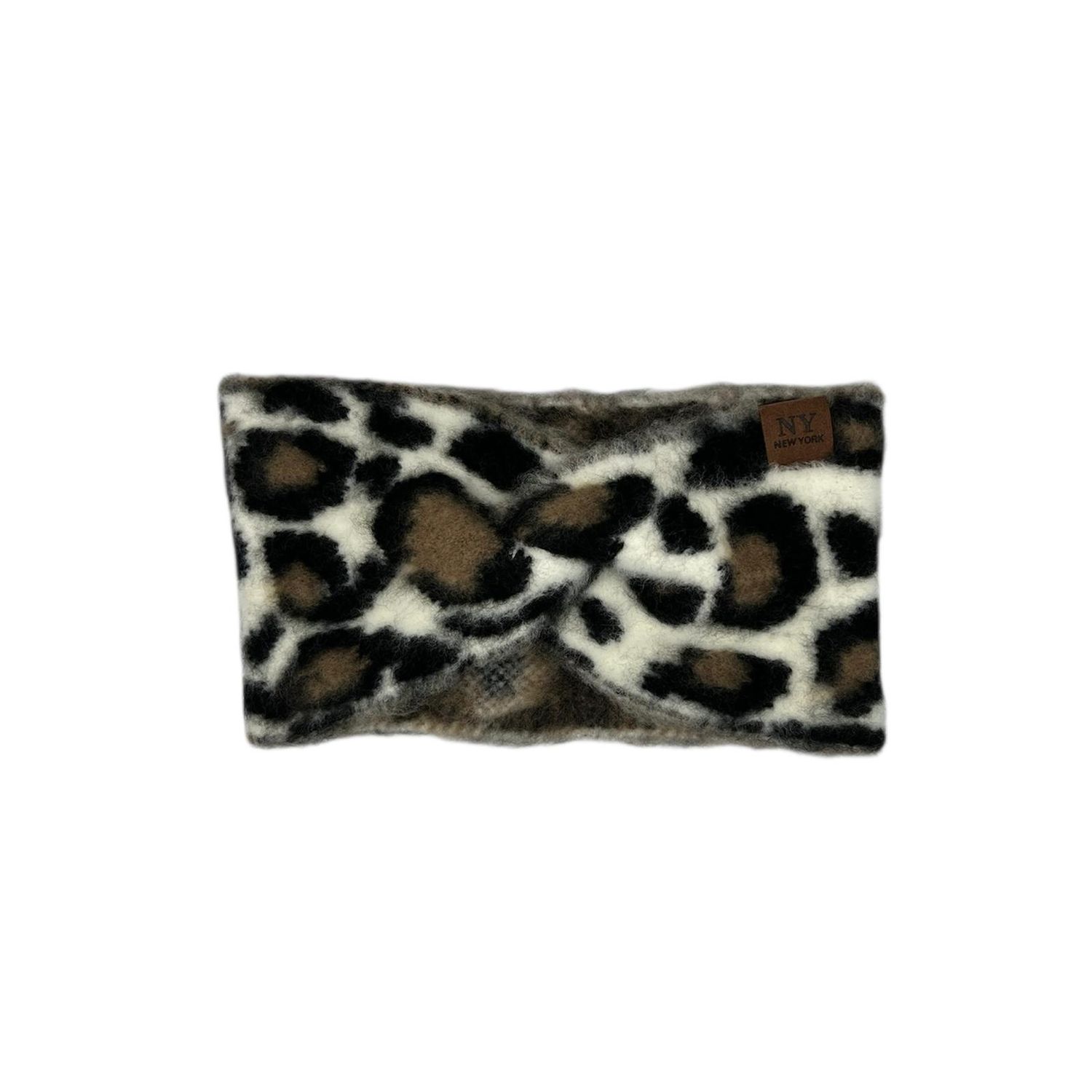 Hoofdband winter - dames - vrouwen - panter - leopard - wit/bruin/zwart