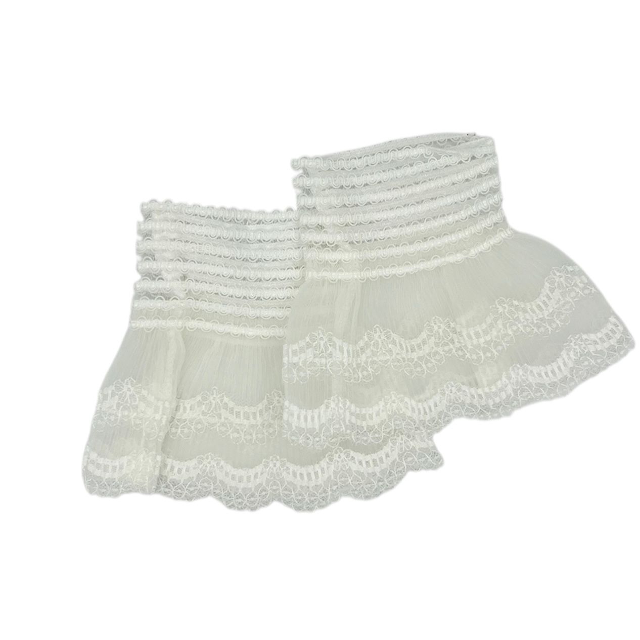 Witte kanten manchetten - mouwtjes - met elastiek -  - rekbaar